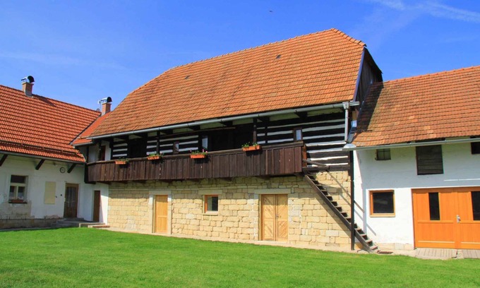 Ostruzno House | Holiday home Half-timbered house (historical homestead) with a sunken indoor pool and wine cellar,