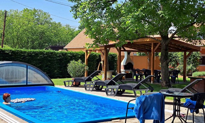 Tiszafured House | Holiday home with outdoor pool, whirlpool and sauna