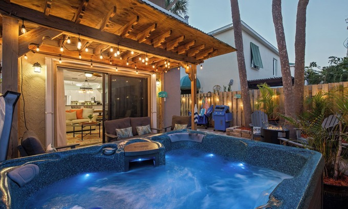 Port Canaveral Villa | Hot Tub~Fire Pit~Beach 2 Min Walk~Game Room~Rooftop Launch Viewing