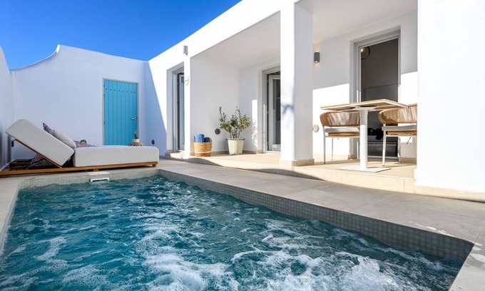 Karterados Villa | Hypnōs boutique villa with amazing heated pool hot tub