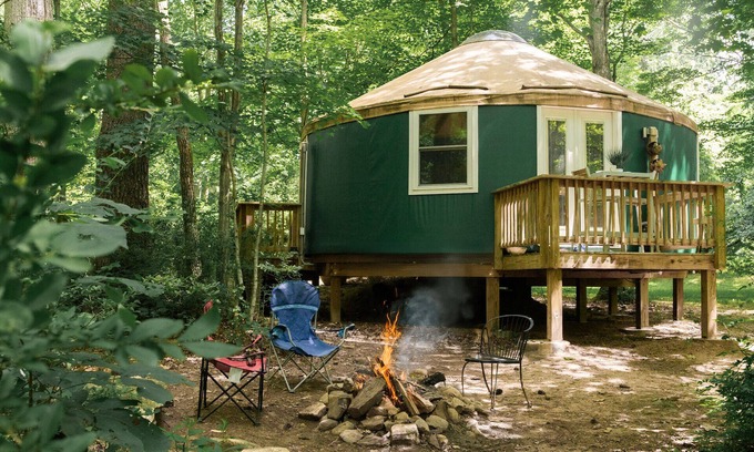 Rawley Springs Cabin | JP's Waterfront Yurt with Heating, Cooling & Wifi / Glamping on the River