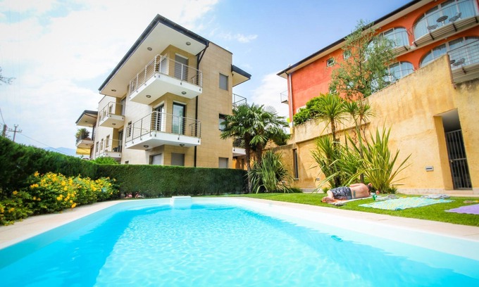 Malcesine Apartment | Klimahouse Lake View: Luxus Wohnung mit Schwimmbad, 100m vom Strand