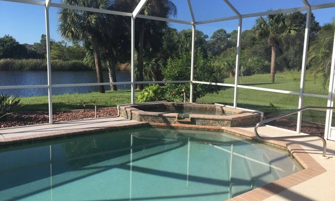 Long Meadow Villa | Lakeside home on golf course - south facing pool & deck - Rotonda West, Florida