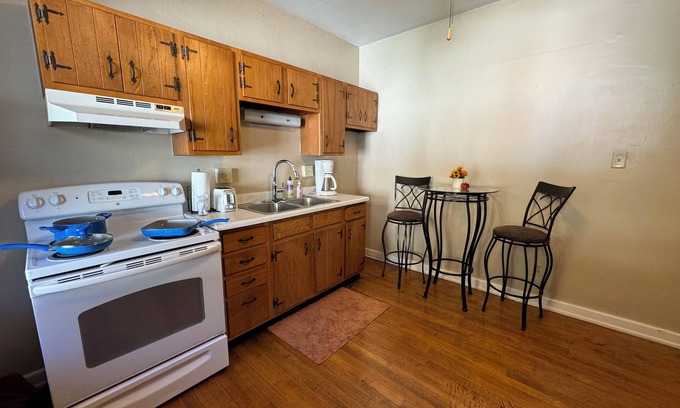 Wheeling Apartment | Large 1-BR Living RM Kitchen in a Monastery mansion in premier downtown Wheeling