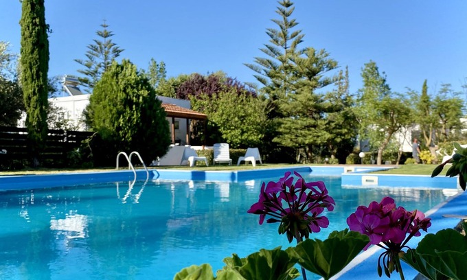 Tsikalaria House | Lavender villa is set in our beautiful landscaped gardens next to the pool.