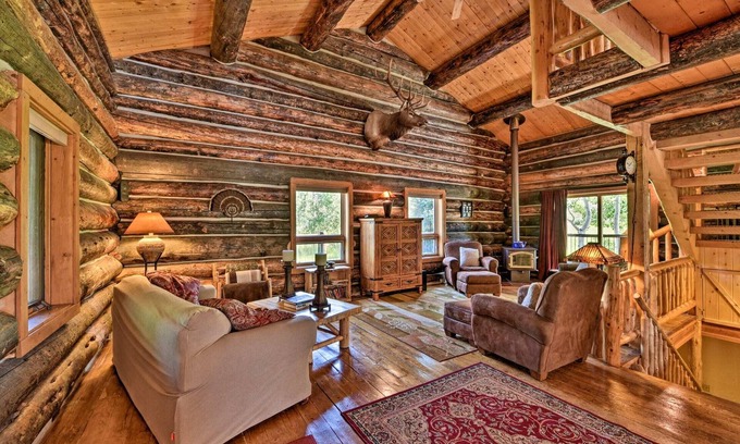 Almont Cabin | Longhorn Ranch Cabin w/Hot Tub, Large Deck and Stunning Views!