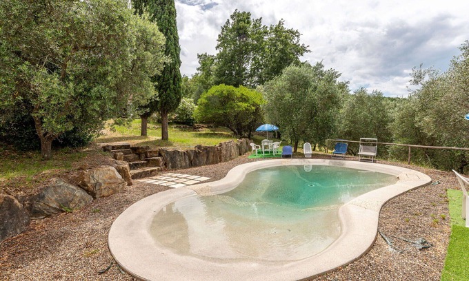 Cinigiano House | Lovely apartment in villa with WIFI, pool, A/C, TV, terrace, pets allowed, panoramic view, parking