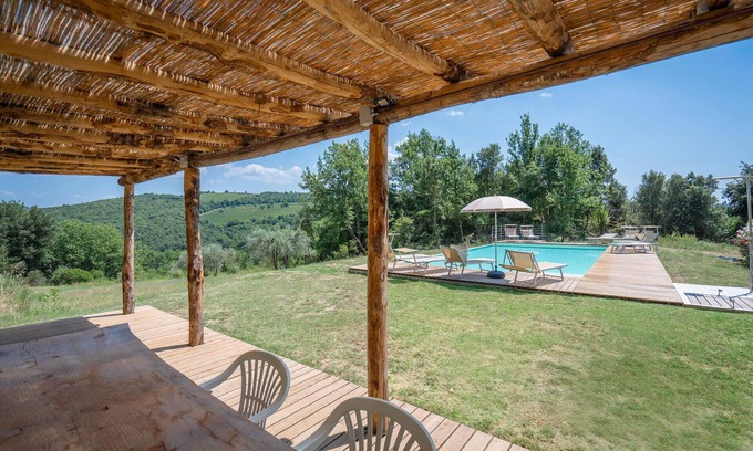 Poggibonsi Villa | Lovely apartment in villa with WIFI, A/C, pool, TV, balcony and pets allowed, close to San Gimig.