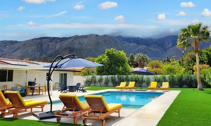 Racquet Club West Villa | Lux private oasis + Postcard perfect Views! Large Private Yard Location! Near DT