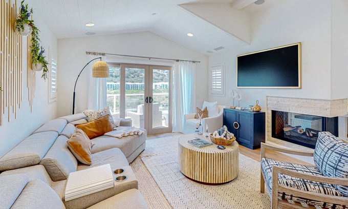 Monarch Beach House | Luxe home on golf course near beach access with hot tub, ocean views, fireplace