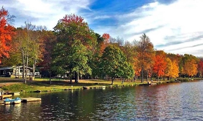 Locust Lake Village Ski Chalet | Luxe retreat in Pocono Mtns ~ Ski chalet with fire pit, game rm & dog friendly