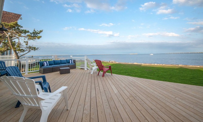 Shirley House | Luxurious Waterfront all Season Home with Private Beach. Private beach sunsets.