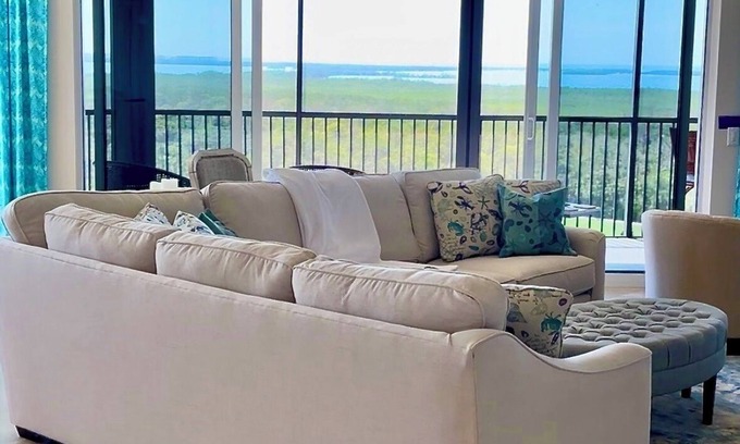 Bonita Springs Condo | Luxury 10th Floor Coastal Condo- 3BR/3.5BA Private Beach & Resort Amenities!