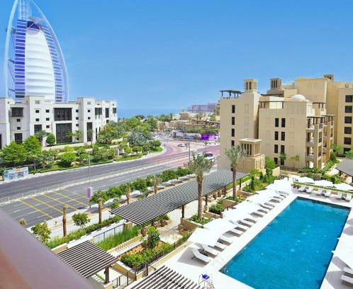 Umm Suqeim 3 Apartment | Luxury 2BR Apartment with Iconic Burj Al Arab View from the Swimming Pool