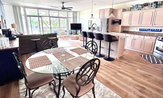 Charlevoix Apartment | Luxury Condo Downtown Charlevoix! Round LAKE VIEW! 2 WEEK MINIMUM REQUIRED