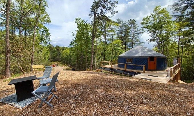 Lake Toxaway House | LUXURY GLAMPING YURT - view of devils courthouse on private 17 acres