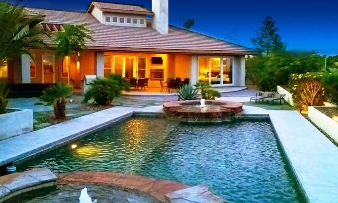 Canyon Gate House | Luxury Modern Estate, Amazing Strip Views! Pool, Spa, Basketball, Game Room