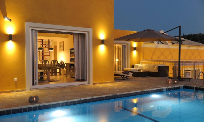 Arillas Villa | Luxury villa with private swimming pool and sea and sunset views