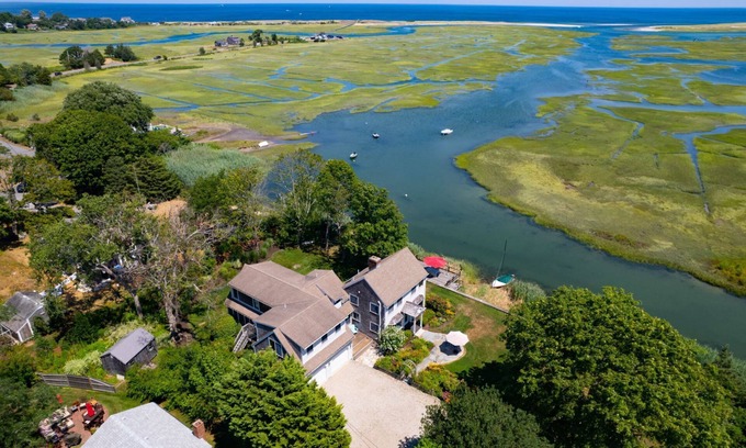 Sandwich House | Magnificent views of tidal creek from all rooms. Large home has a dock and plenty of space.