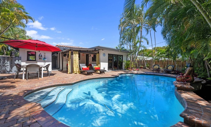 Wilton Manors House | Martini Manor is the ultimate Tropical Oasis with a private Heated Pool!