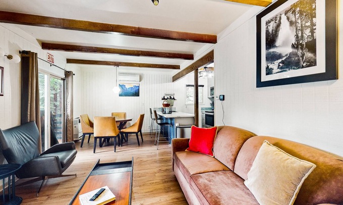 Fish Camp House | Modern duplex cabin with fireplace, balcony, & EV charger plus mountain views