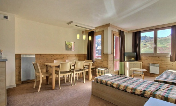 Belle Plagne Apartment | Modern duplex near slopes, balcony, equipped kitchen, sleeps 7
