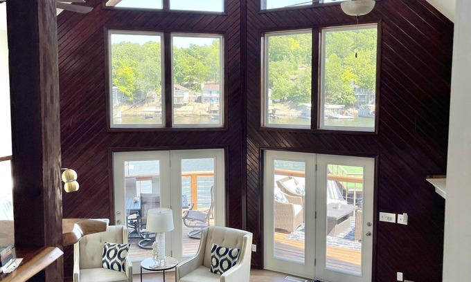 Gravois Mills House | Modern Lakefront Escape with Chic Interior Design and Private & Spacious in Dock