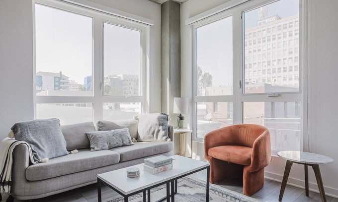 Downtown Long Beach Apartment | Modern Long Beach 2BR w/Pool & Gym, nr beach, by Blueground
