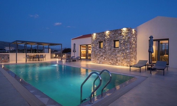 Tersanas Villa | Modern villa with private heated pool and great view!