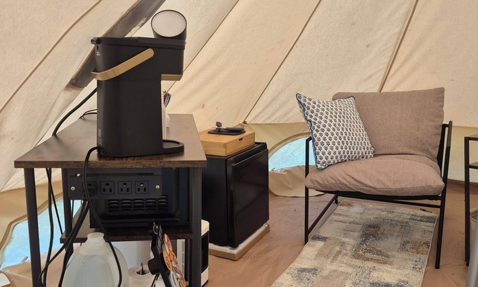 Waterloo RV Rental | Moonbeam Glamping Yurt in charming Omaha Campground
