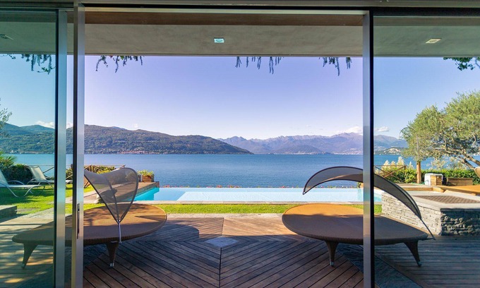 Ispra Villa | My Rental Homes - Villa Isa: worderful pool, private beach, and boat access.