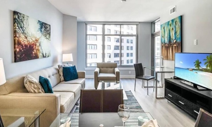 Woodmont Triangle Apartment | Near Bethesda Station | Balcony & Rooftop Terrace | McCrillis Gardens Nearby | by GLS