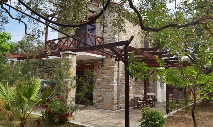 Megalos Prinos House | nElea stone houses, villa "palm" in bio olive grove, at Thassos Island
