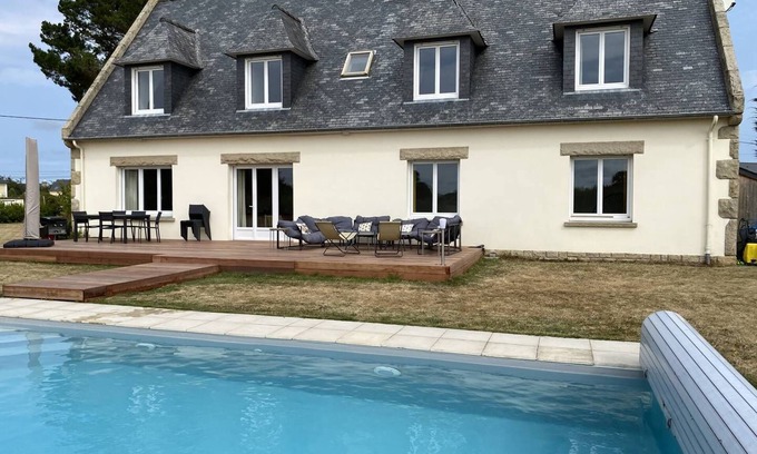 Saint-Cast-le-Guildo House | Neo-Breton House with Pool and WIFI in a Quiet Neighborhood. Sleeps 12.