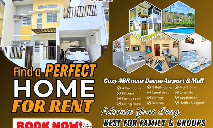 Davao House | New Cozy 4BR near Davao Airport BeSTAYcation for Family/Group upto 14