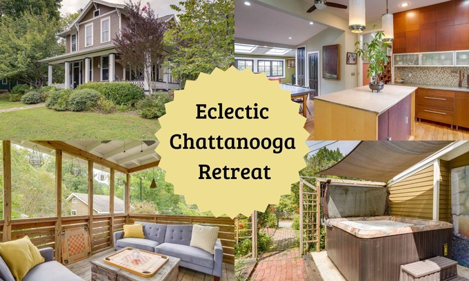St. Elmo Improvement League House | *NEW* Eclectic Retreat & private hot tub!
