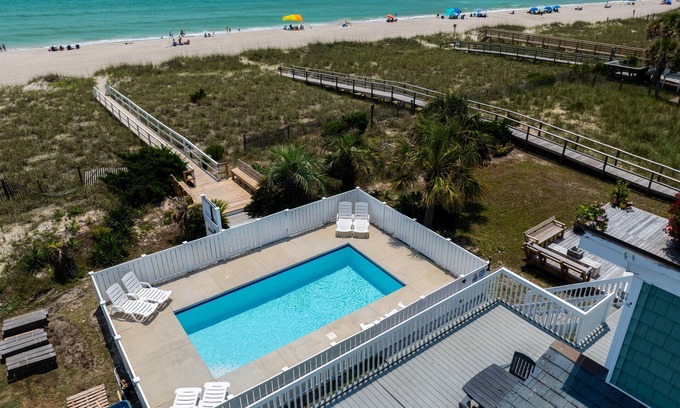 Kure Beach House | New for 2026! 6BR Luxury Home w/Heated Saltwater Pool + Beach