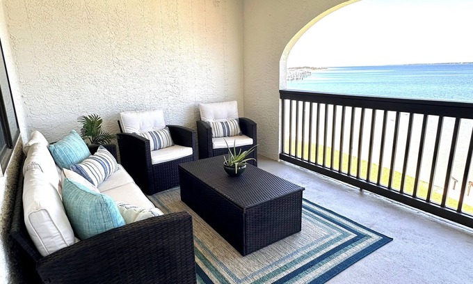 Navarre Beach Condo | New Listing! Charming Condo with Stunning Water views! Dock, Pool