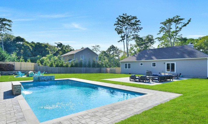 Greenport West House | Newly built ranch, beautifully landscaped with pool, large yard, patio,.