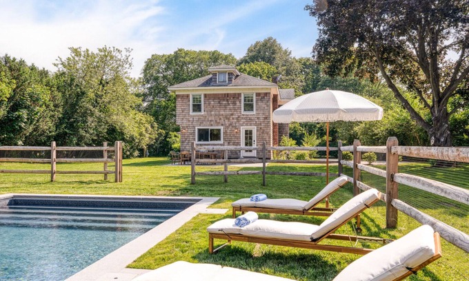 Peconic House | Newly Renovated, Stylish Peconic Retreat with Private Pool, Lush Grounds,.