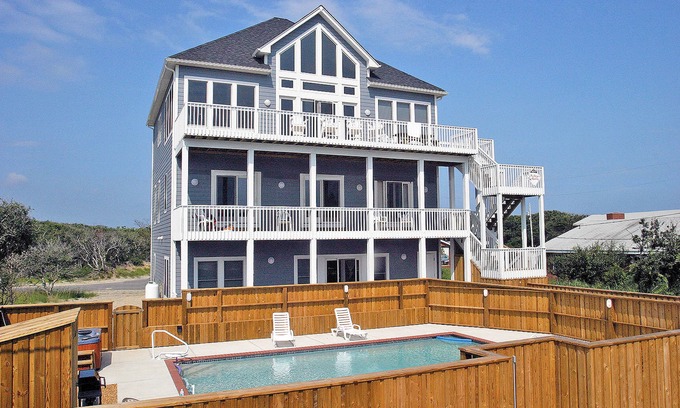 Buxton House | Ocean-view home with central AC, pool, & hot tub