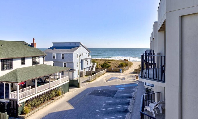 Wrightsville Beach Condo | Ocean Views, Balcony, Pool, STEPS to Beach Restaurants Shops