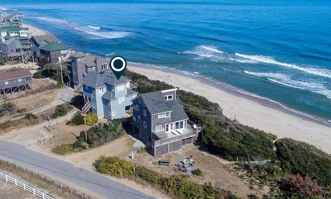 Buxton House | Oceanfront dog-friendly home close to sand with views & private hot tub