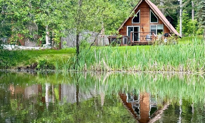 Paradise Estates Cabin | Perch - Waterfront A-Frame 2BR Cabin w/Hot Tub and Stylish Design