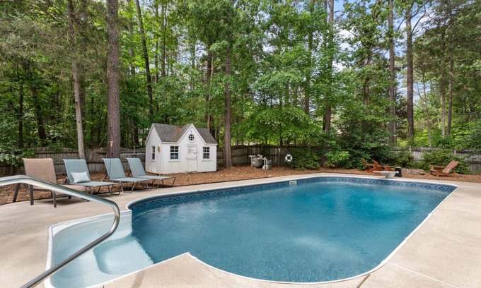 Northwest Raleigh Apartment | Percy Manor - Pool, Fire Pit, Games and More!