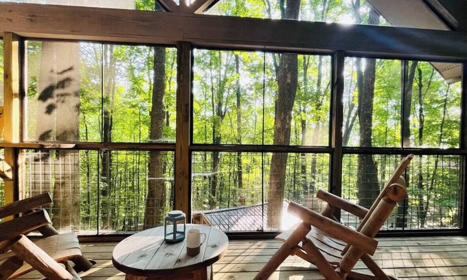 Helen Cabin | Pet Friendly, Firepit, Amazing Screened Porch