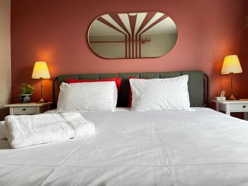 Downtown Apartment | Pink Sunrise Energetic Studio #7 at Ports on Portland, King Bed and Bold Decor