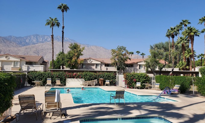 Palm Springs Condo | Poolside Retreat Great Location in Mesquite Country Club. VIEWS.