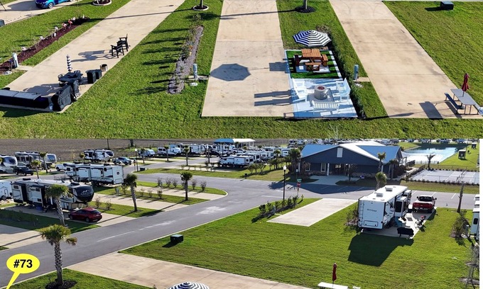 Foley RV Rental | Premium RV Site ⛱️ Resort Amenities 👙Heated Pool🎢 Near OWA & Beaches 🐚🏝️🌊!