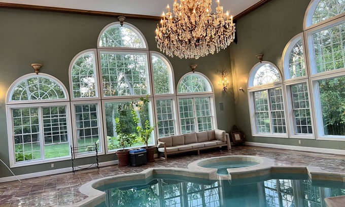 Princeton House | Private Indoor Pool, Theater, fire pits, outdoor kitchen on estate